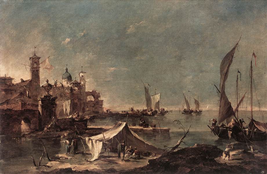 GUARDI, Francesco Landscape with a Fisherman s Tent